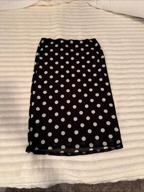 Wayf Y2K inspired midi Black Skirt with White Polka Dots
